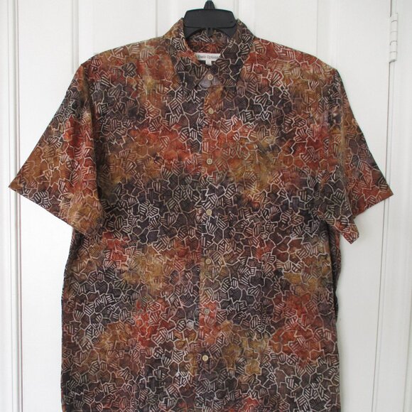 Basic Options Mens S/S Rust Brown Cotton Casual Hawaiian Shirt NWOT - Size Large - Picture 1 of 3